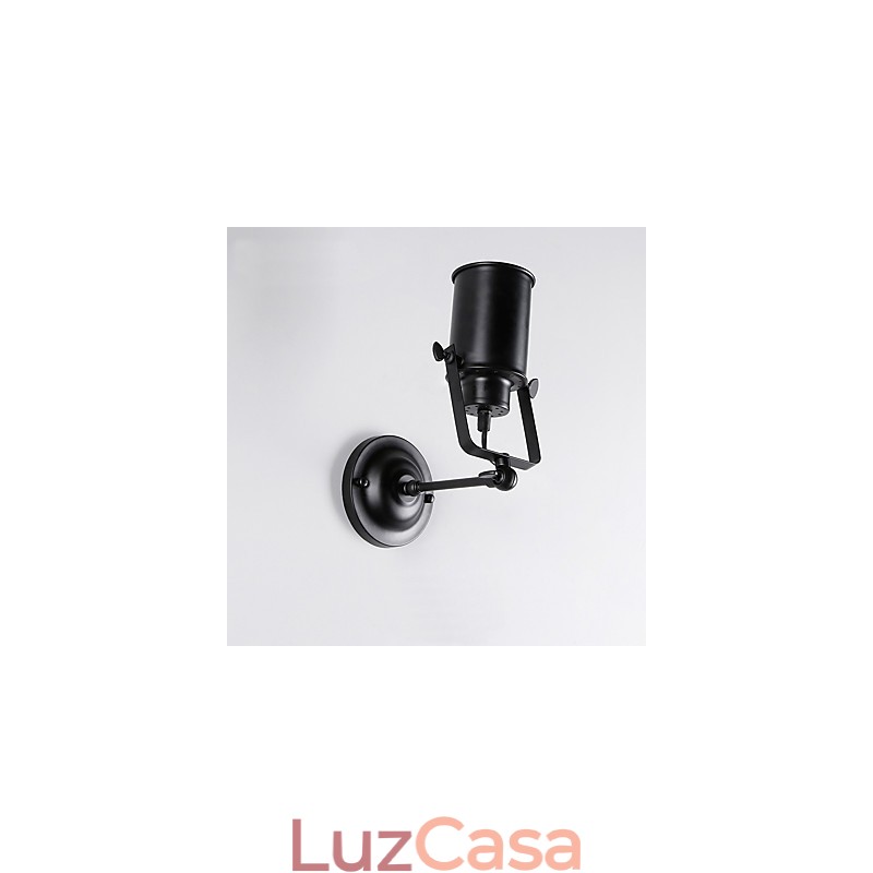 Luminária de parede vintage de metal preto para loft, sala de estar, sala de jantar, corredor, café, bares, luminária de parede