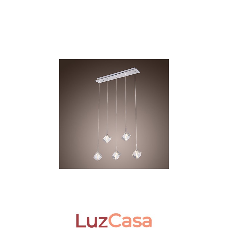 Luminária pendente moderna contemporânea de cristal cromado