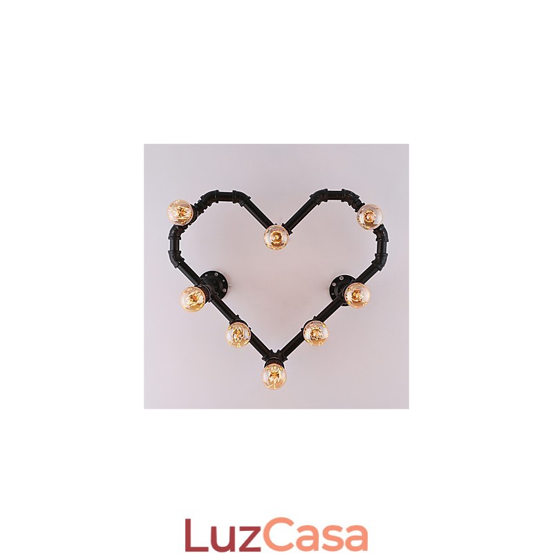 Vintage Water Pipe Loving Heart Creative Wall Lights Industrial Sala de estar Restaurante Bares Café decoração Wall Spots