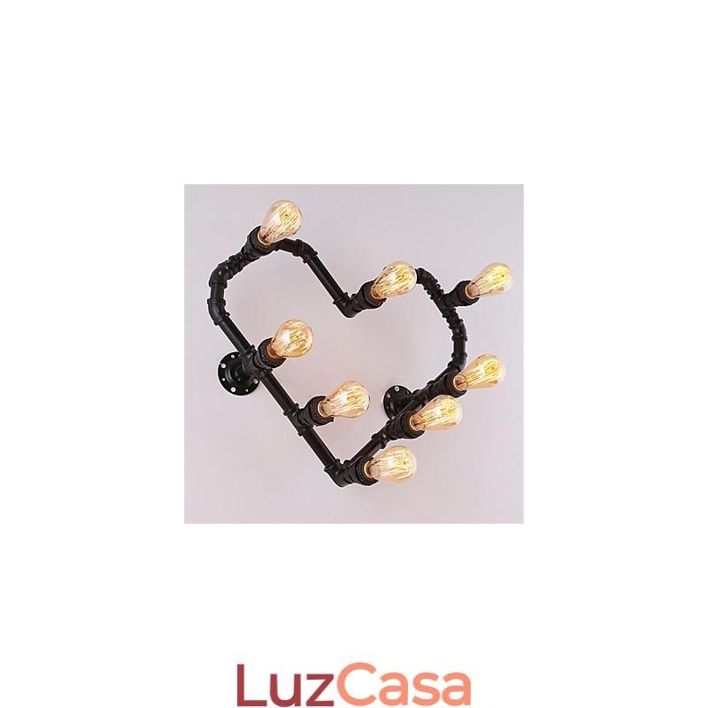 Vintage Water Pipe Loving Heart Creative Wall Lights Industrial Sala de estar Restaurante Bares Café decoração Wall Spots