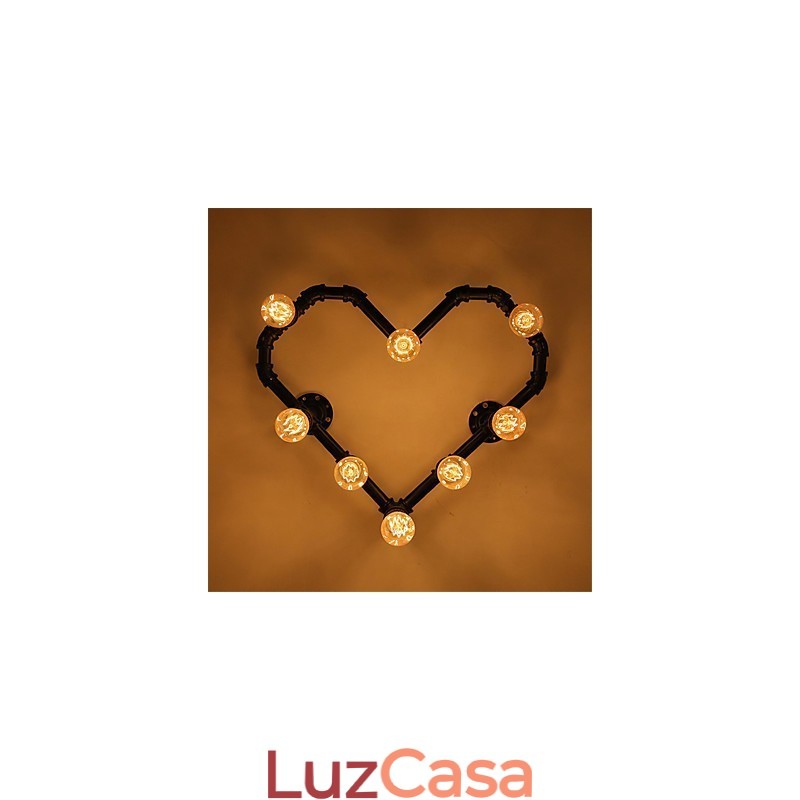 Vintage Water Pipe Loving Heart Creative Wall Lights Industrial Sala de estar Restaurante Bares Café decoração Wall Spots