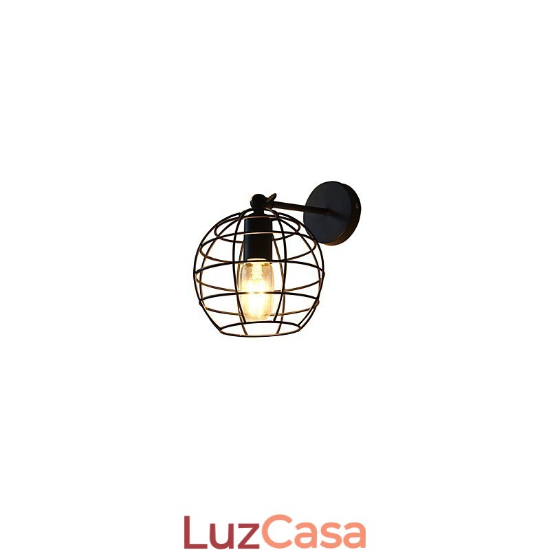 Luminária de parede de ferro redonda oca tijolos preto decoração americana sabre de luz lâmpada na parede