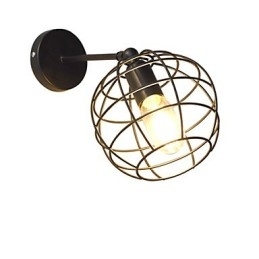 Luminária de parede de ferro redonda oca tijolos preto decoração americana sabre de luz lâmpada na parede