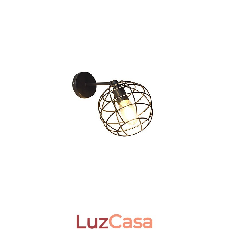Luminária de parede de ferro redonda oca tijolos preto decoração americana sabre de luz lâmpada na parede