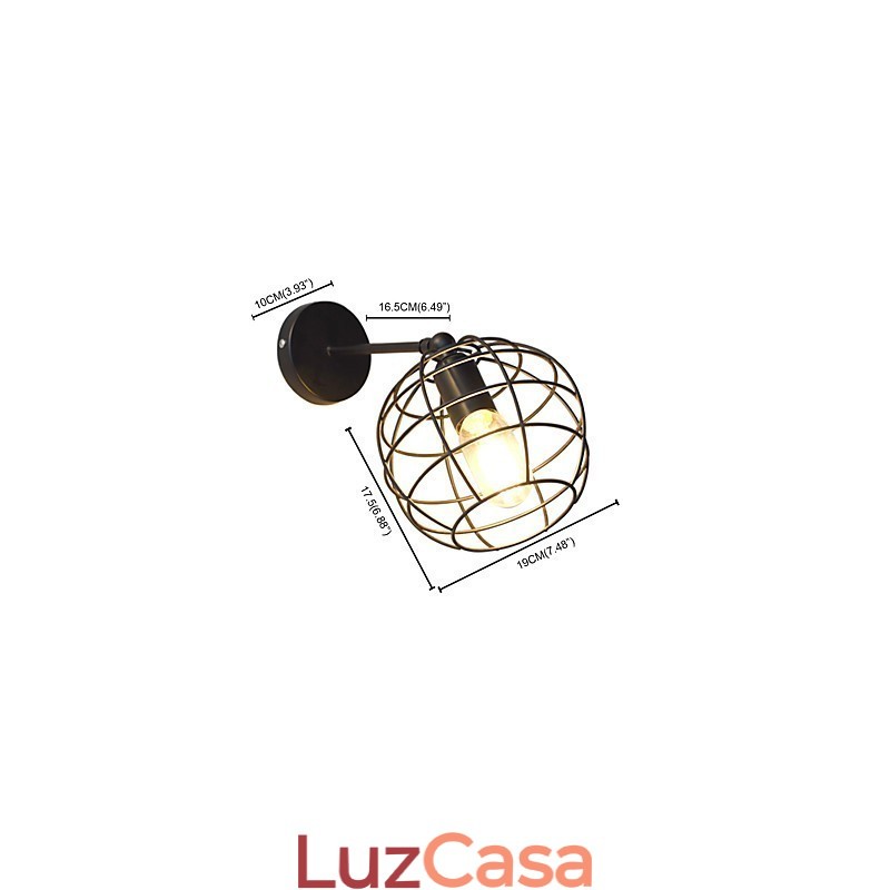 Luminária de parede de ferro redonda oca tijolos preto decoração americana sabre de luz lâmpada na parede