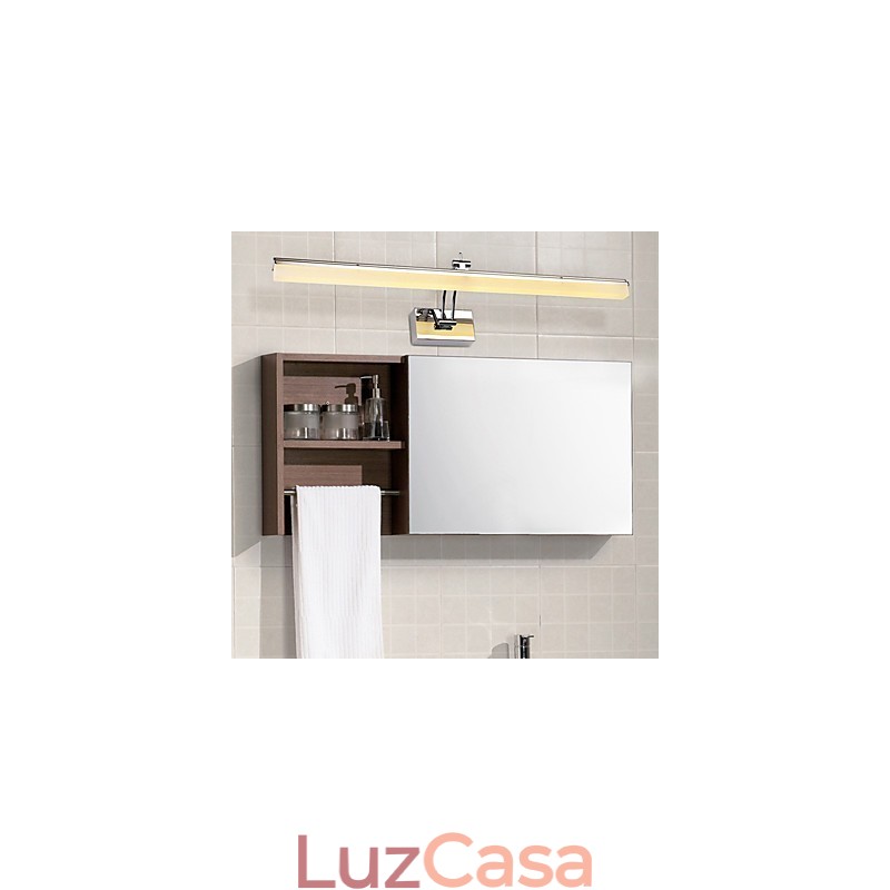 Recurso cromado moderno e contemporâneo integrado para iluminação de banheiro com luz ambiente Luz de parede