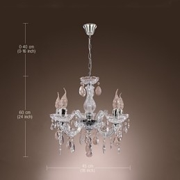 Upligh Chrome Lâmpada de Teto Luz de Vela Luminária de Acrílico Lustre Pingente