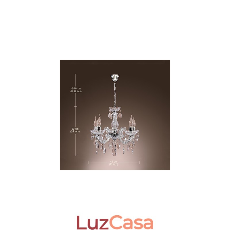 Upligh Chrome Lâmpada de Teto Luz de Vela Luminária de Acrílico Lustre Pingente