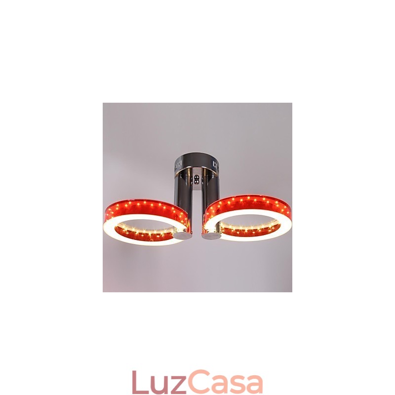 Lustre vermelho acrílico branco WarmWhite com 2 luzes