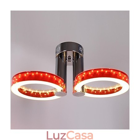 Lustre vermelho acrílico branco WarmWhite com 2 luzes Lustre vermelho acrílico branco WarmWhite com 2 luzes