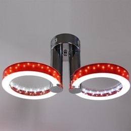 Lustre vermelho acrílico branco WarmWhite com 2 luzes