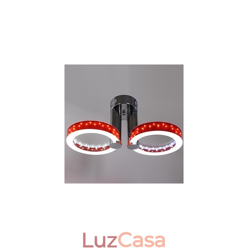 Lustre vermelho acrílico branco WarmWhite com 2 luzes