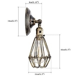 Arandelas de parede Vintage Indoor Ângulo ajustável Metal Wall Light Retro Wire Gaiola Lâmpada de parede