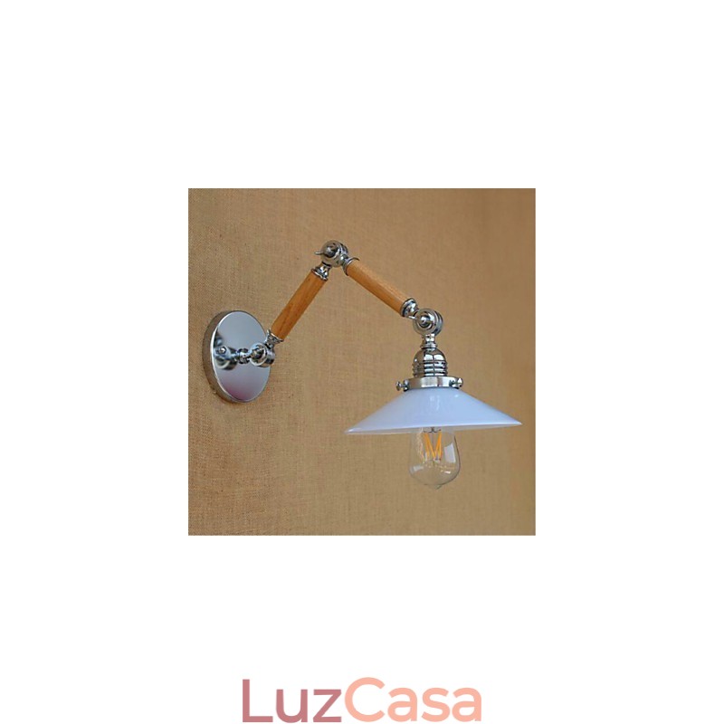 Lodge rústico cromado para braço oscilante com luz ambiente