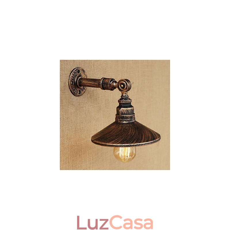 Luminária de parede estilo industrial nórdico, cano de água, luz de parede marrom, antiga