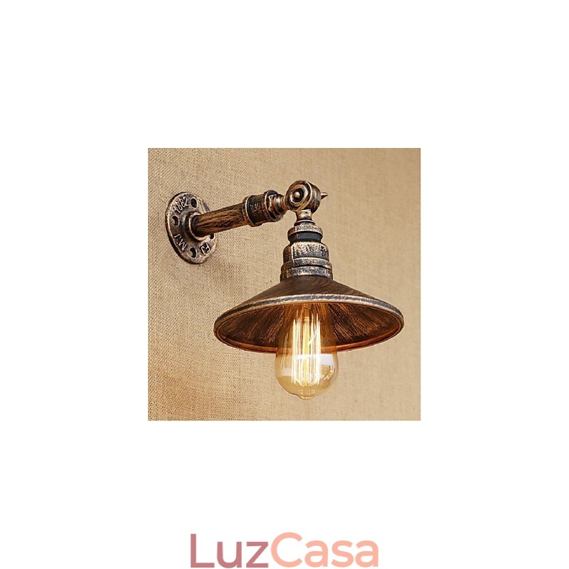 Luminária de parede estilo industrial nórdico, cano de água, luz de parede marrom, antiga