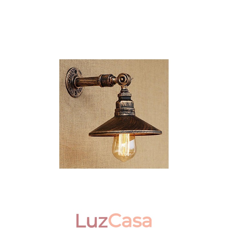 Luminária de parede estilo industrial nórdico, cano de água, luz de parede marrom, antiga