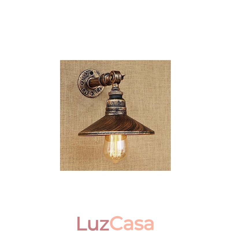 Luminária de parede estilo industrial nórdico, cano de água, luz de parede marrom, antiga