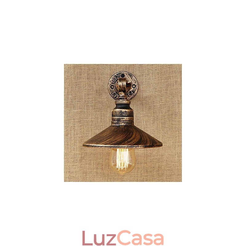 Luminária de parede estilo industrial nórdico, cano de água, luz de parede marrom, antiga