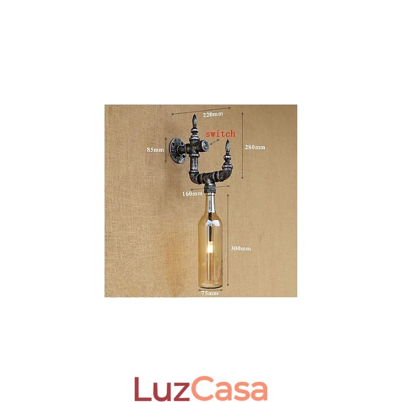 Luminária de parede rústica Lodge Silver Feature para luz ambiente
