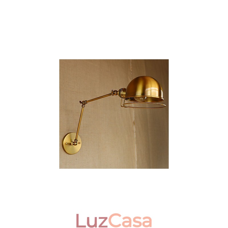Luminária de parede decorativa estilo industrial retrô europeu, luminária de parede com braço de ferro