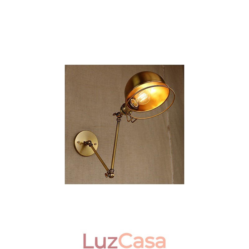Luminária de parede decorativa estilo industrial retrô europeu, luminária de parede com braço de ferro
