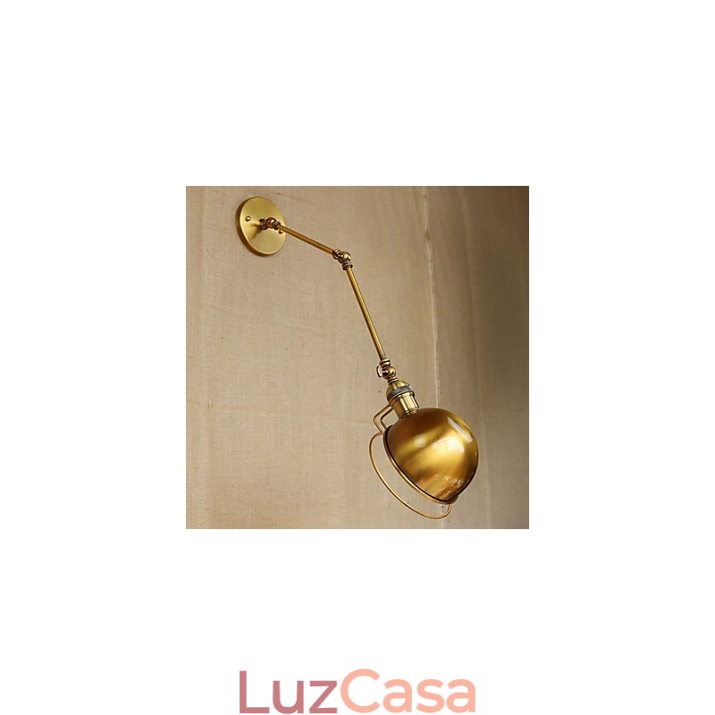 Luminária de parede decorativa estilo industrial retrô europeu, luminária de parede com braço de ferro