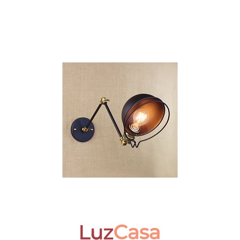 Luminária de parede decorativa estilo industrial retrô europeu, luminária de parede com braço de ferro