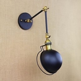 Luminária de parede decorativa estilo industrial retrô europeu, luminária de parede com braço de ferro
