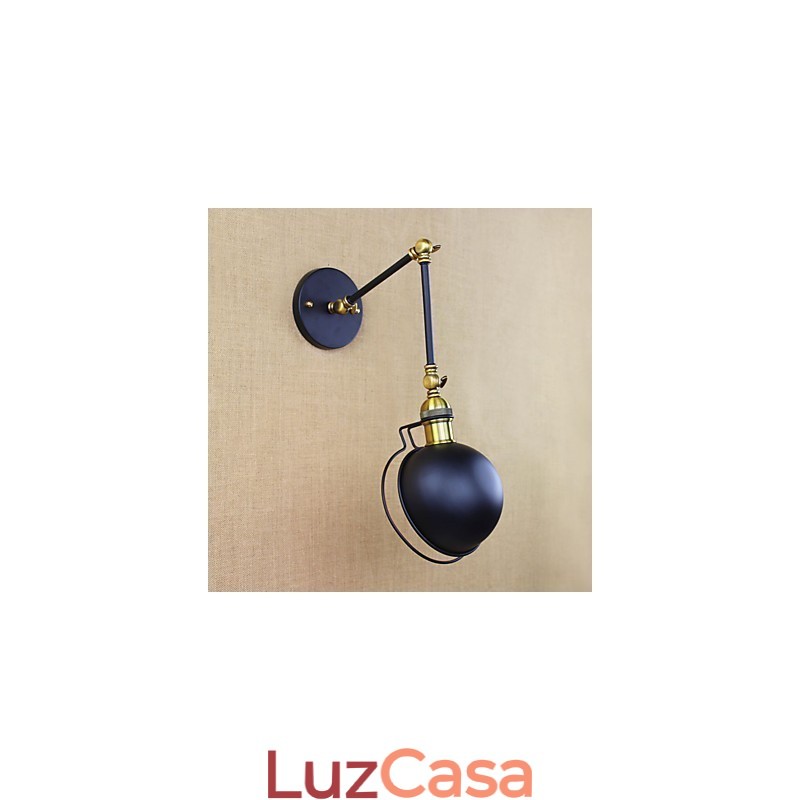 Luminária de parede decorativa estilo industrial retrô europeu, luminária de parede com braço de ferro
