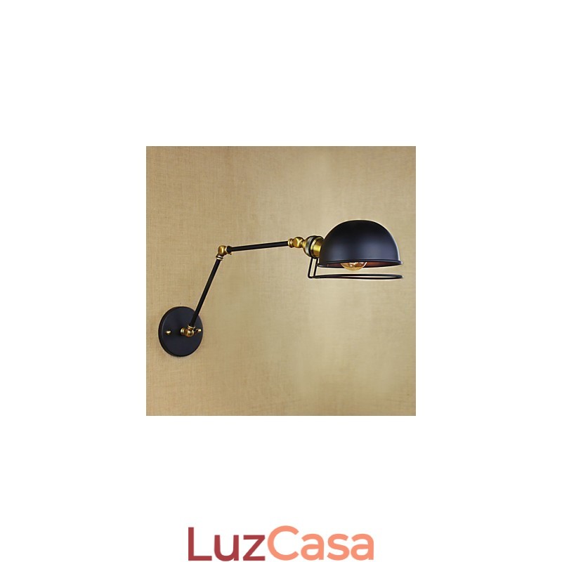 Luminária de parede decorativa estilo industrial retrô europeu, luminária de parede com braço de ferro