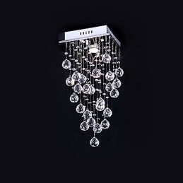 Lustre de cristal moderno contemporâneo galvanizado de metal com montagem embutida