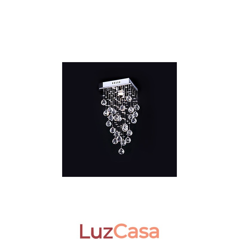 Lustre de cristal moderno contemporâneo galvanizado de metal com montagem embutida