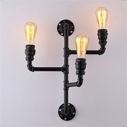 Luminárias de parede vintage industriais de tubo, luzes pretas criativas, iluminação para decoração de restaurante, café, bar, com acabamento pintado de 3 luzes