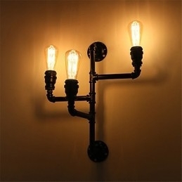 Luminárias de parede vintage industriais de tubo, luzes pretas criativas, iluminação para decoração de restaurante, café, bar, com acabamento pintado de 3 luzes