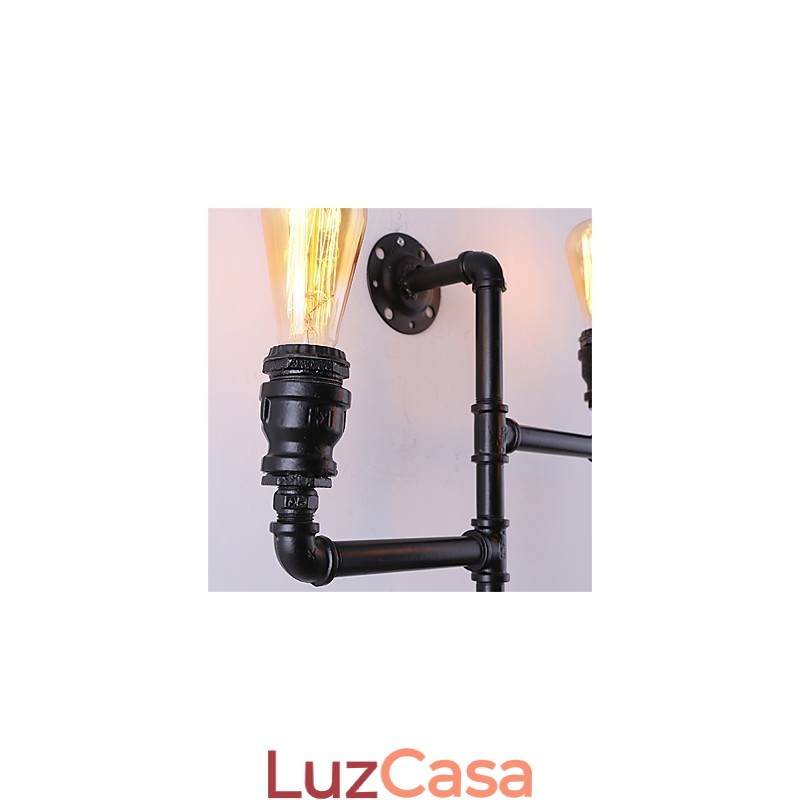 Luminárias de parede vintage industriais de tubo, luzes pretas criativas, iluminação para decoração de restaurante, café, bar, com acabamento pintado de 3 luzes