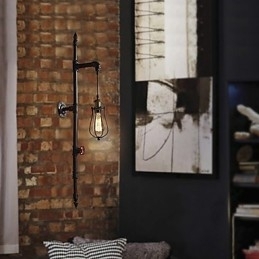 Retro Industrial Pipe Wall Lights Simples Loft Preto Gaiola de Pássaros Metal Sala de Estar Sala de Jantar Cozinha Bar Café Decoração iluminação