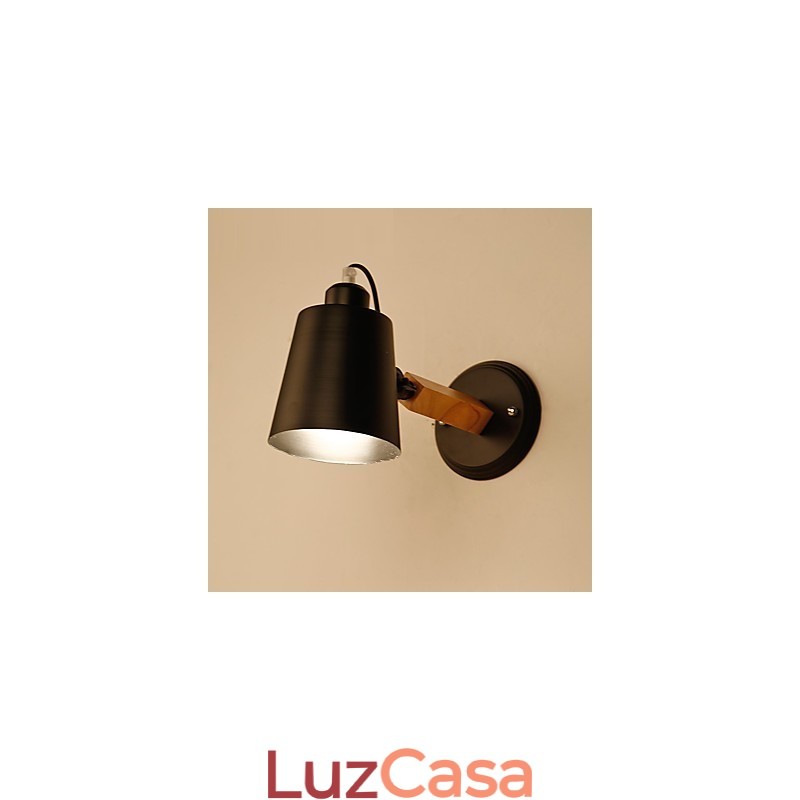 Luminária de parede vintage de madeira Art Déco Metal Metal Rústico Sala de estar Sala de jantar Corredor Luminária de parede Preto Branco Opcional