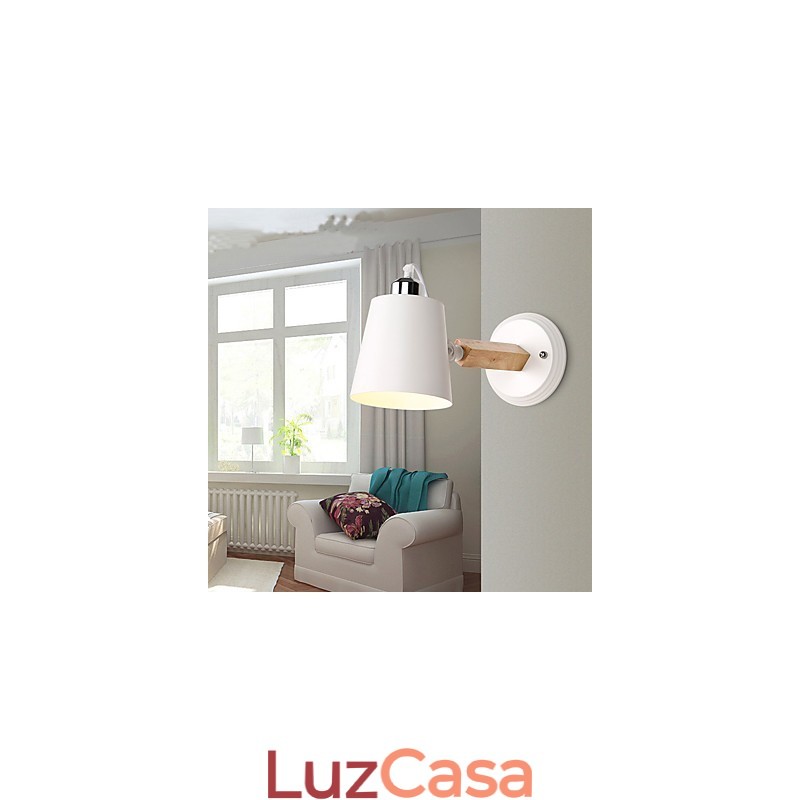 Luminária de parede vintage de madeira Art Déco Metal Metal Rústico Sala de estar Sala de jantar Corredor Luminária de parede Preto Branco Opcional