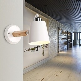 Luminária de parede vintage de madeira Art Déco Metal Metal Rústico Sala de estar Sala de jantar Corredor Luminária de parede Preto Branco Opcional