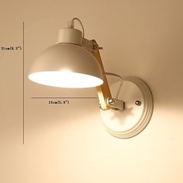 Luminária de parede vintage de madeira Art Déco Metal Metal Rústico Sala de estar Sala de jantar Corredor Luminária de parede Preto Branco Opcional