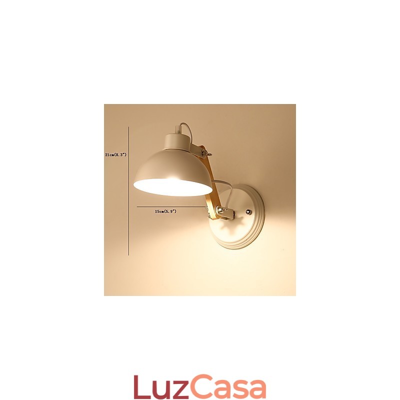 Luminária de parede vintage de madeira Art Déco Metal Metal Rústico Sala de estar Sala de jantar Corredor Luminária de parede Preto Branco Opcional