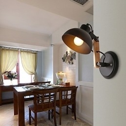 Luminária de parede vintage de madeira Art Déco Metal Metal Rústico Sala de estar Sala de jantar Corredor Luminária de parede Preto Branco Opcional