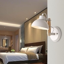 Luminária de parede vintage de madeira Art Déco Metal Metal Rústico Sala de estar Sala de jantar Corredor Luminária de parede Preto Branco Opcional