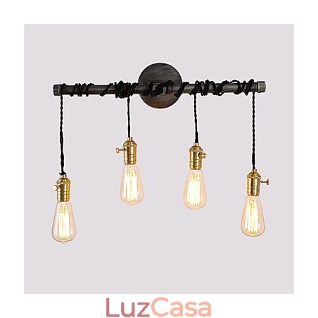 Luminárias de parede de tubo industrial vintage com interruptor Luzes criativas Restaurante Café Bar Decoração iluminação com 4 luzes Acabamento pintado Luminárias de parede de tubo industrial vintage com interruptor Luzes criativas Restaurante Café Bar Decoração iluminação com 4 luzes Acabamento pintado