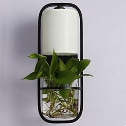 Luminária de parede de vidro moderna criativa em ferro com planta em vaso