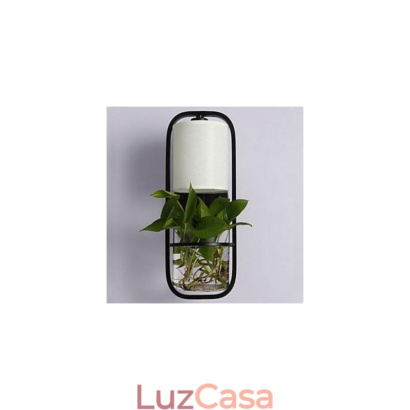 Luminária de parede de vidro moderna criativa em ferro com planta em vaso