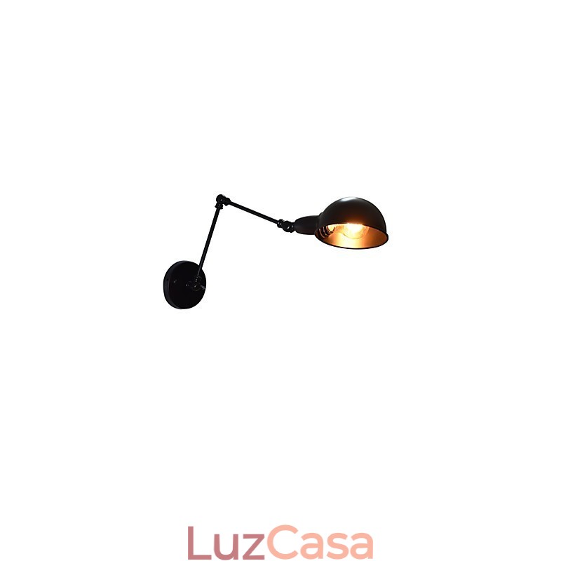 Luminária de parede de ferro dobrável preta simples retrô luminária de parede de cabeça única luminária de parede decorativa estilo europeu