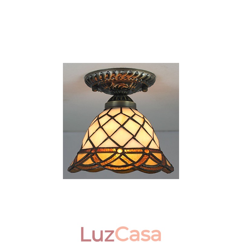 Artes criativas rurais europeias Vitral Absorver luz da lâmpada de cúpula