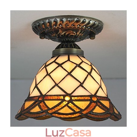 Artes criativas rurais europeias Vitral Absorver luz da lâmpada de cúpula Artes criativas rurais europeias Vitral Absorver luz da lâmpada de cúpula